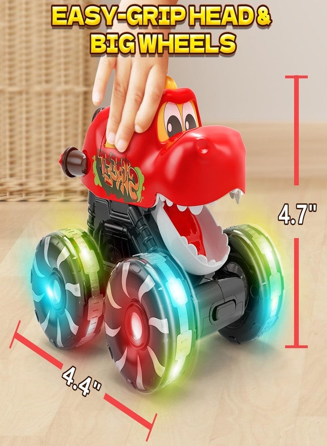 Intoypad 3 Pack Dinosaur Car Toys for Kids Toddlers, Light up Wheels Monster Truck Toys for Boys 2 3 4 5 6 7 8 Years Old Christmas Birthady Gifts Press & Go Dino Trucks Toy for Toddler Boy Baby - Image 2